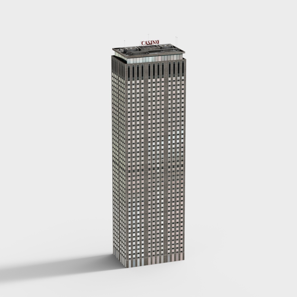 Skyscraper Casino 3D model with Unique Low-Poly Design