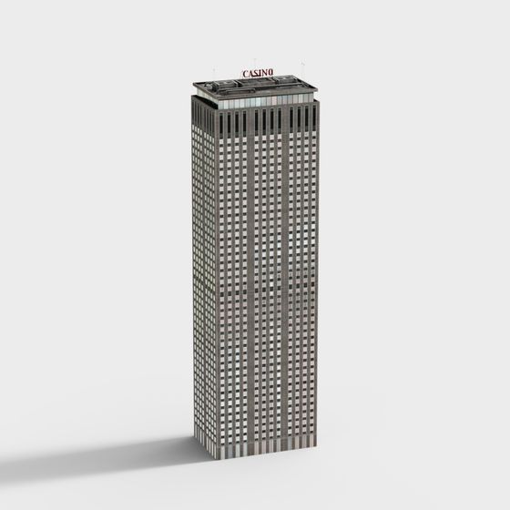 Skyscraper Casino 3D model with Unique Low-Poly Design