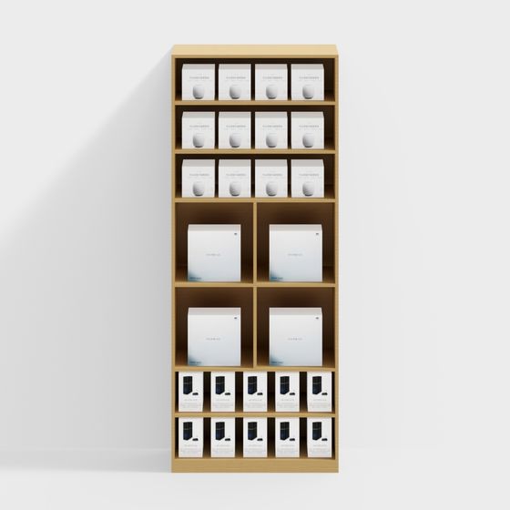 Elegant Low-Poly 3D Display Cabinet Model