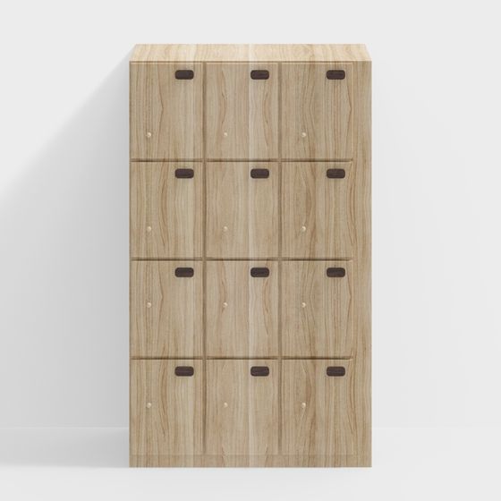 Stylish Wood Grain Storage Cabinet 3D model