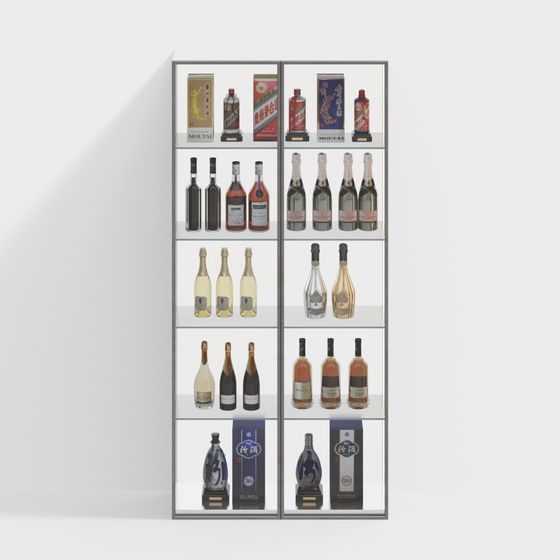 Stylish Wine Cabinet 3D model for Contemporary Spaces