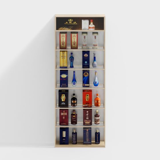 Stylish Low-Poly Wine Cabinet 3D model