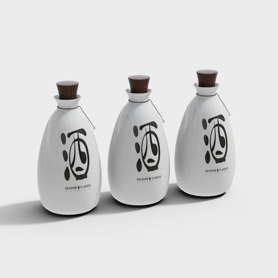 Elegant Oriental Wine Bottle 3D model