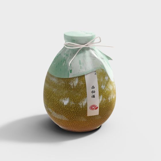 Elegant Low-Poly Ceramic Wine Bottle 3D model