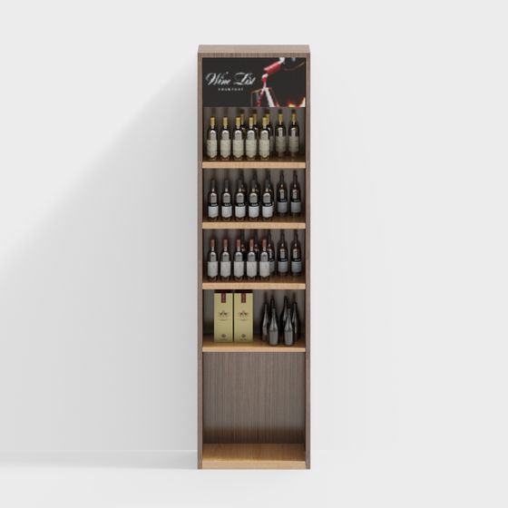 Chic Low-Poly Wine Cabinet 3D model for Modern Spaces