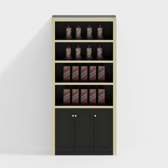 Elegant Minimalist Wine Cabinet 3D model for Modern Spaces