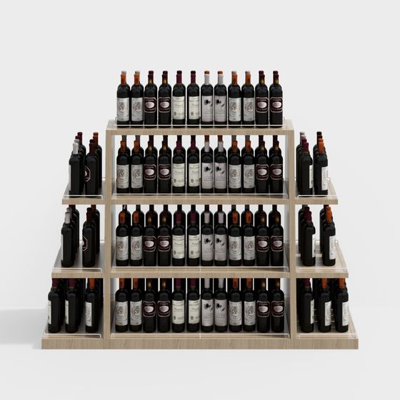 Elegant Low-Poly Wine Rack 3D model