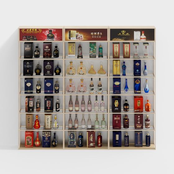 Stylish Low-Poly Wine Cabinet 3D model