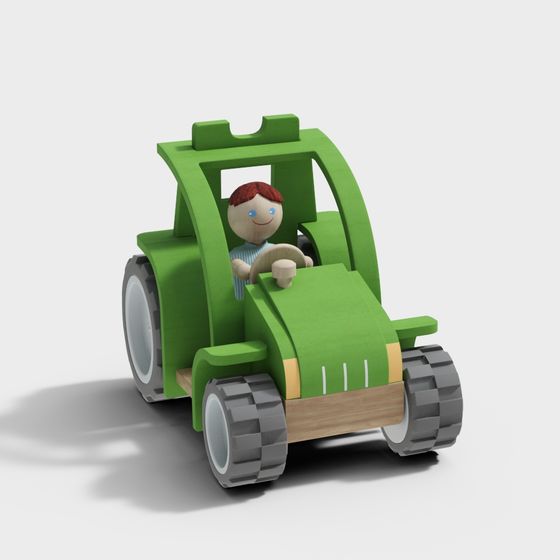 Low Poly Charming Farmer Tractor 3D model