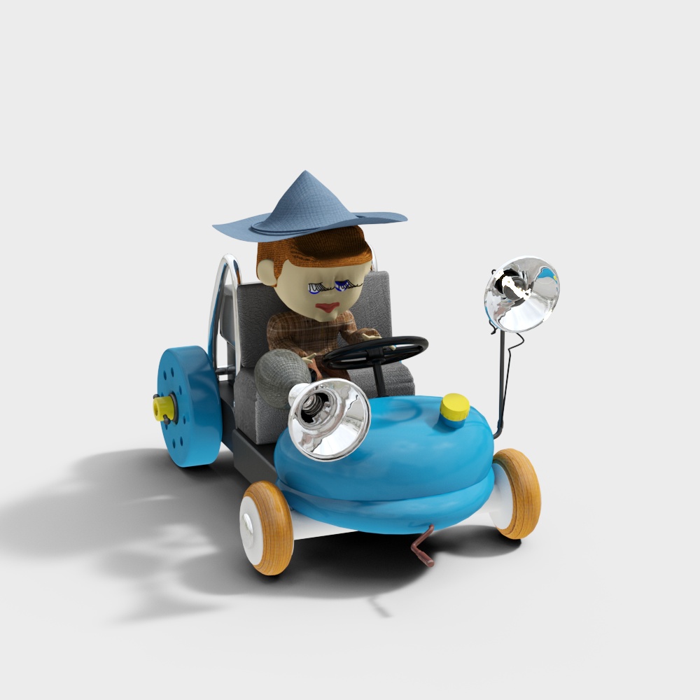 Wizard's Magic Car 3D model Driving by a Little Wizard