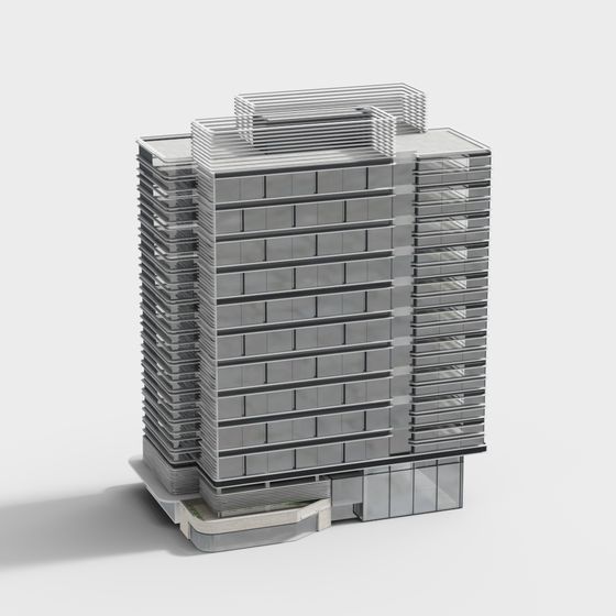 City Light Futuristic Skyscraper 3D model