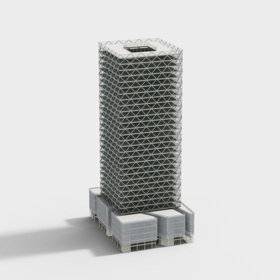 Grid Tower Futuristic 3D model