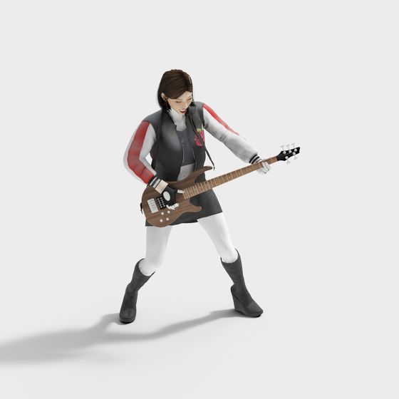 Rock Girl 3D model for Designers and Developers