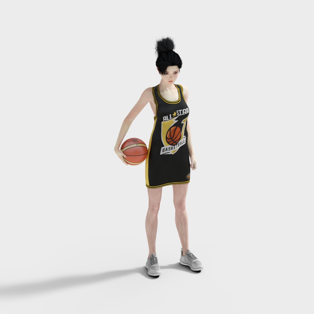 Dynamic Basketball Girl 3D model