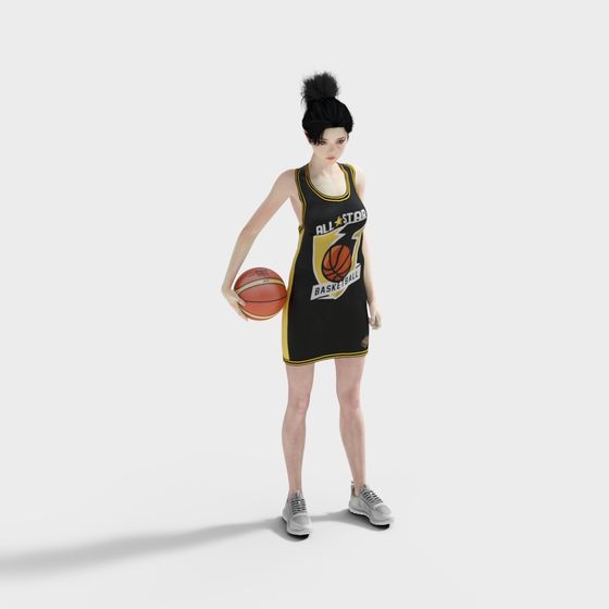 Dynamic Basketball Girl 3D model