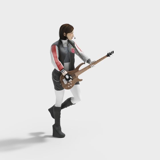 Stylish Rock Musician 3D Model for Creative Projects