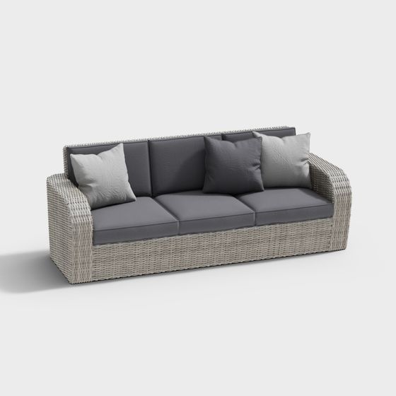 Stylish Low-Polygon Sofa 3D Model