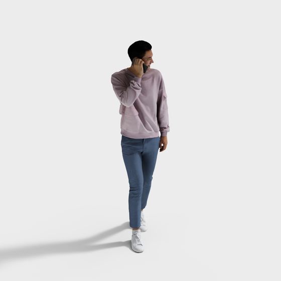 Casual Character 3D Model in Soft Purple Hoodie