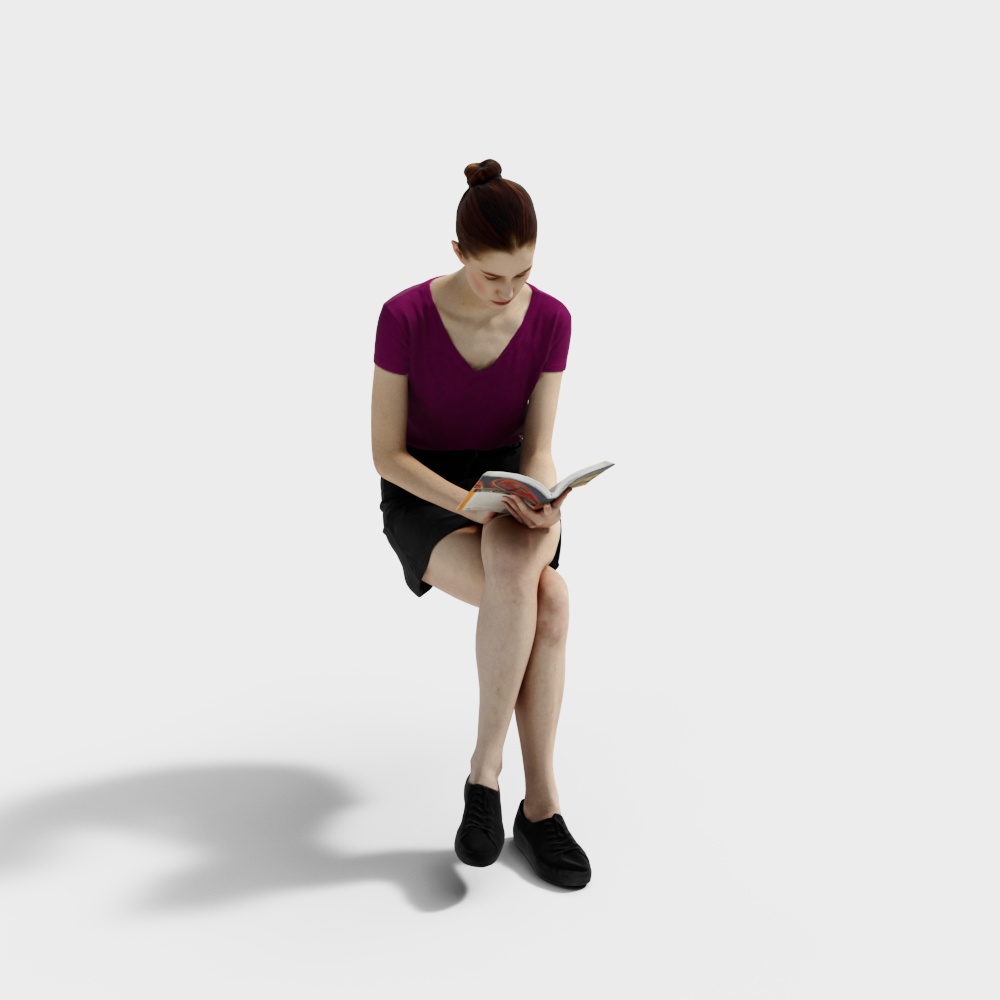 Reading Time 3D Model - Low Poly Art Style