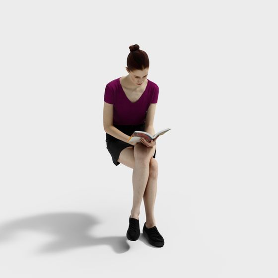 Reading Time 3D Model - Low Poly Art Style