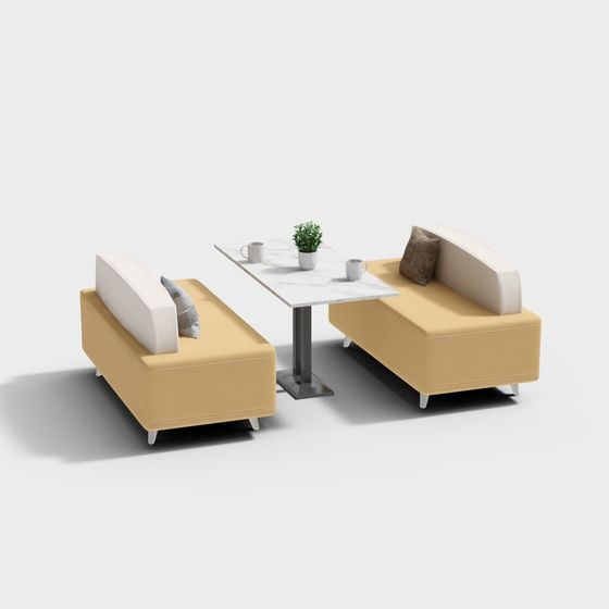 Elegant Low-Polygon 3D Sofa Set Model for Interior Design