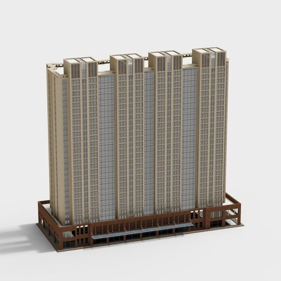 Urban Horizon 3D Model - Futuristic High-Rise Building