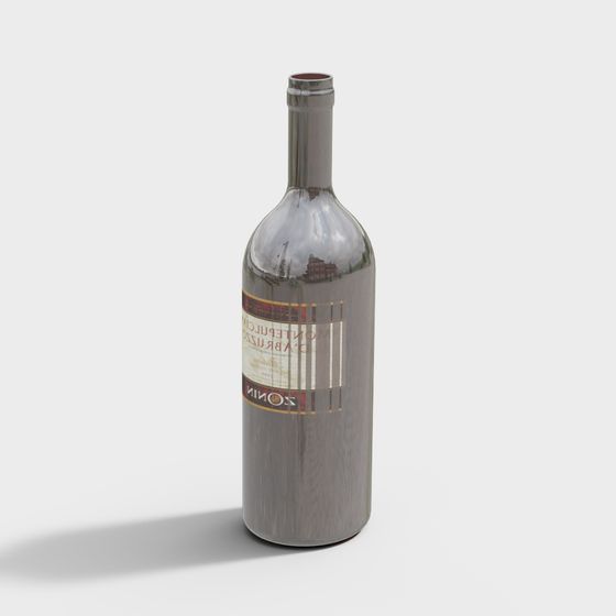 Futuristic Low Poly Wine Bottle 3D Model