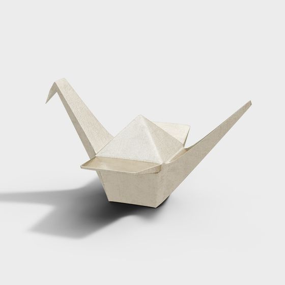 Elegant Low-Poly Origami Crane 3D model