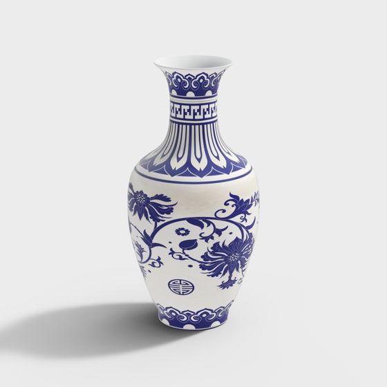 Elegant Qinghua Porcelain Vase 3D Model