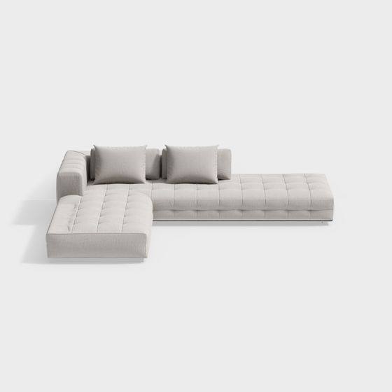 Elegant Low-Poly Sofa 3D model for Modern Interiors