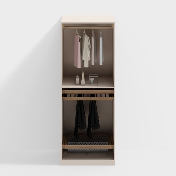 Stylish Low-Polygon Wardrobe 3D model for Contemporary Spaces