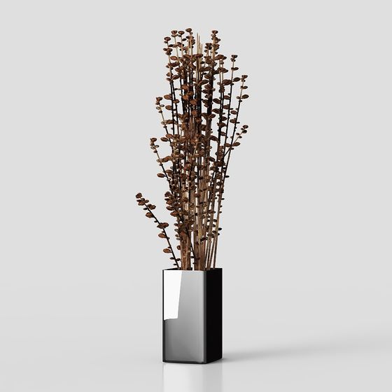 Natural Dry Branch Vase 3D model