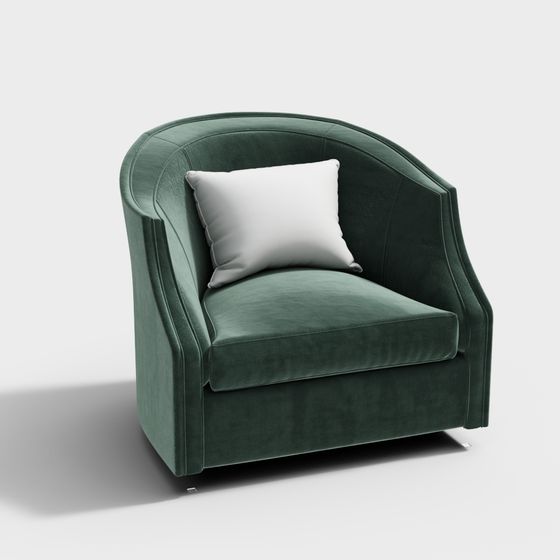Elegant Low-Poly Green Sofa 3D model