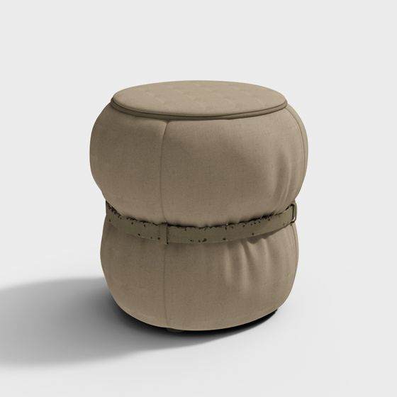 Stylish Low-Polygon Round Stool 3D model