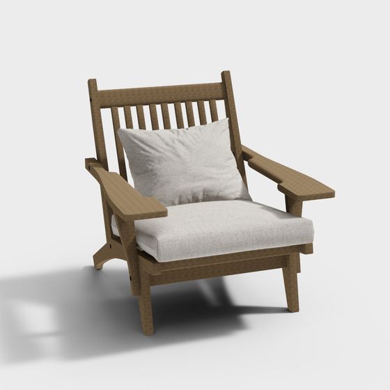 Stylish Wooden Lounge Chair 3D model