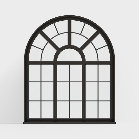 Elegant Arched Window Frame 3D model