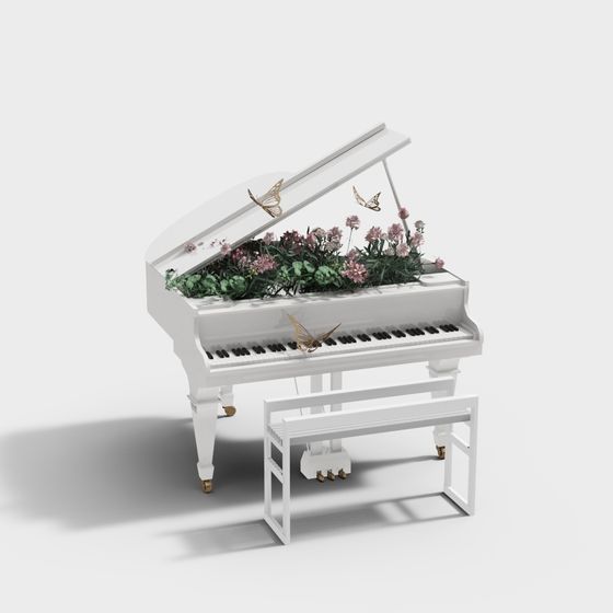 Elegant Flower Piano 3D model for Creative Projects