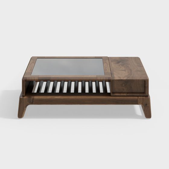 Stylish Wooden Piano Coffee Table 3D model
