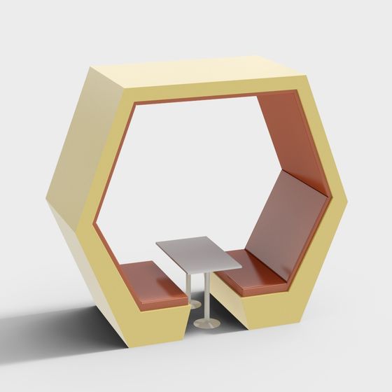 Hexagonal Lounge Area 3D Model for Contemporary Spaces