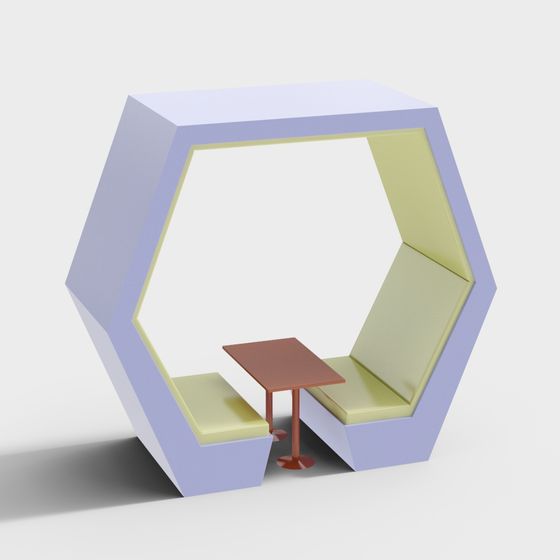 Stylish Hexagonal Lounge Area 3D model