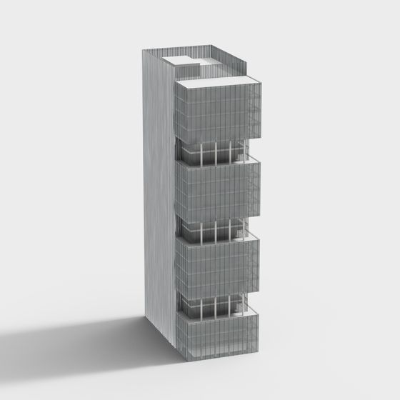 Futuristic Glass Curtain Wall Skyscraper 3D model for Modern Design