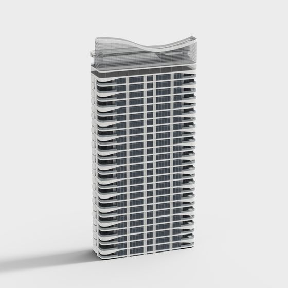 Futuristic Low-Polygon Skyline Building 3D model
