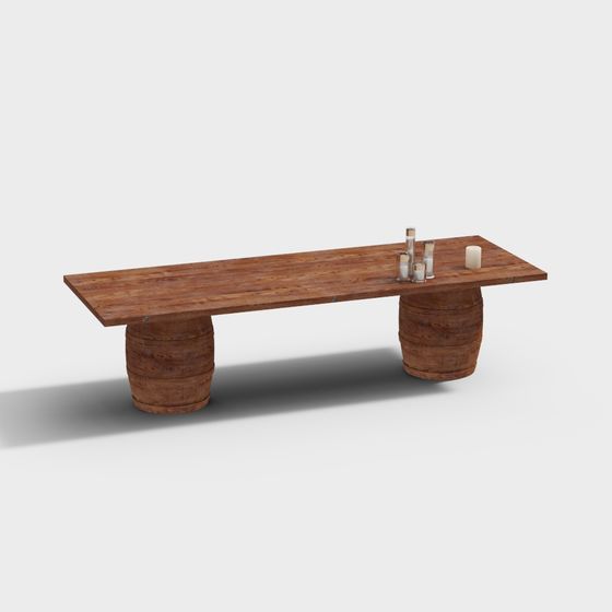 Vintage Barrel Dining Table 3D model for Creative Projects