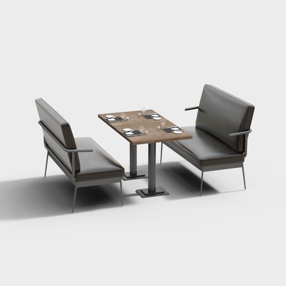 Minimalist Coffee Table and Leather Chair 3D model