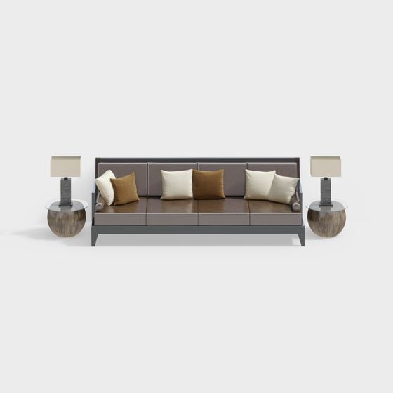 Chic Gray Sofa 3D model for Contemporary Spaces