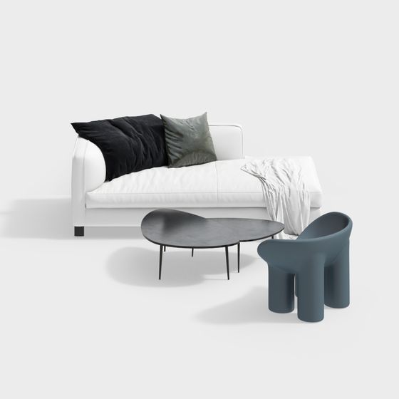 Urban Living Room Set 3D model for Modern Spaces