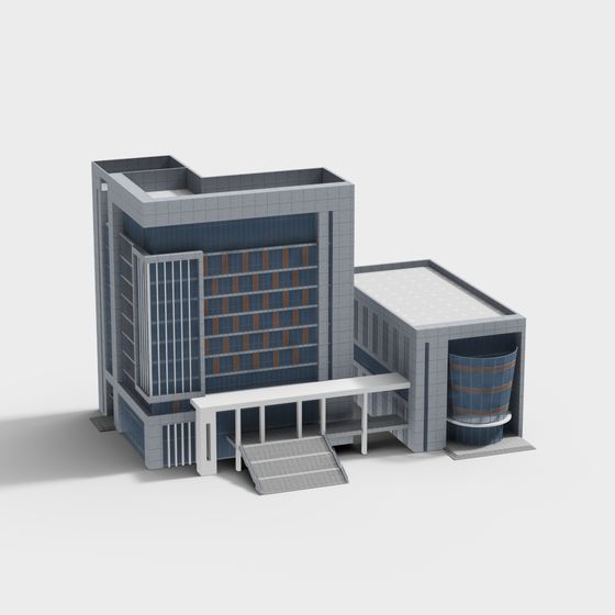 Futuristic Low-Poly Building 3D model