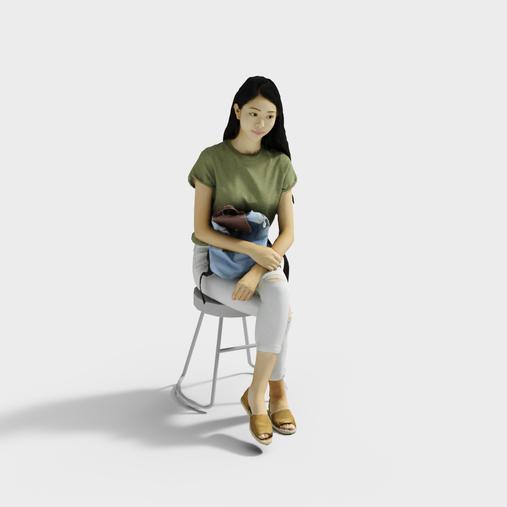 Stylish Low-Poly Female 3D Model for Modern Design
