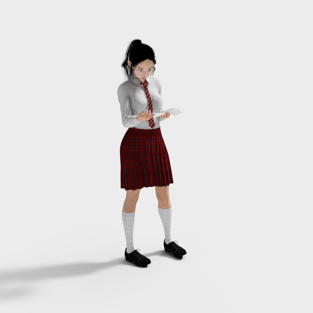 Charming Low-Polygon Campus Character 3D model