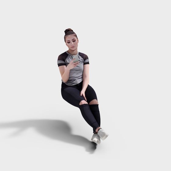 Stylish Young Woman 3D model in Low-Poly Art Style